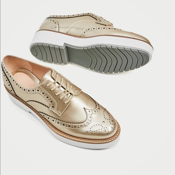 gold oxford platform shoes